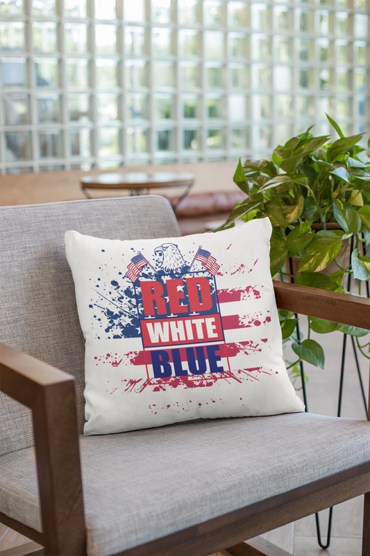 Red White Blue Spun Polyester Square Pillow