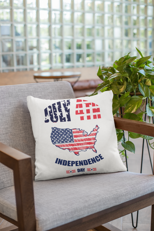 4th of July Independence Day Celebration Spun Polyester Square Pillow