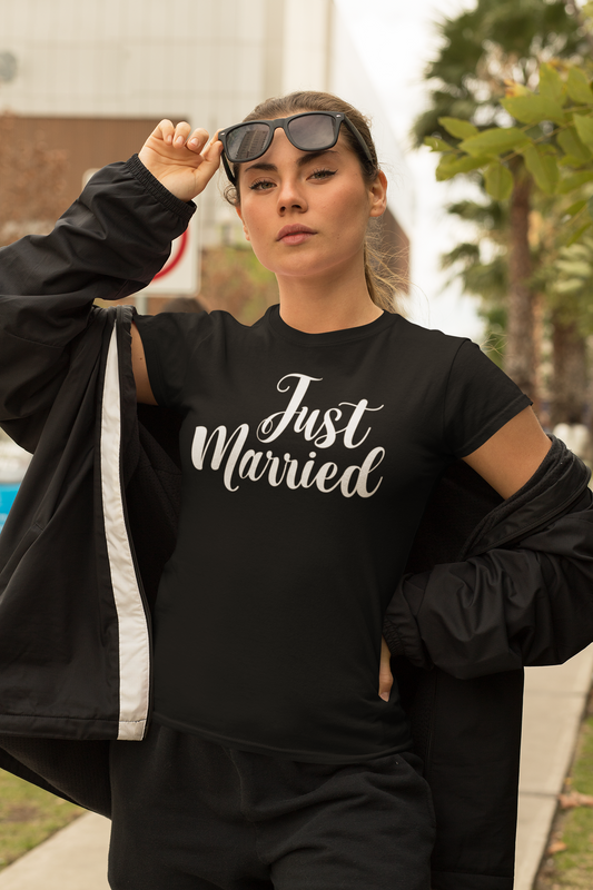 Just Married, Trendy Bride Shirt, Bachelorette Party Shirts, Wedding Party Shirts, Womens Shirt