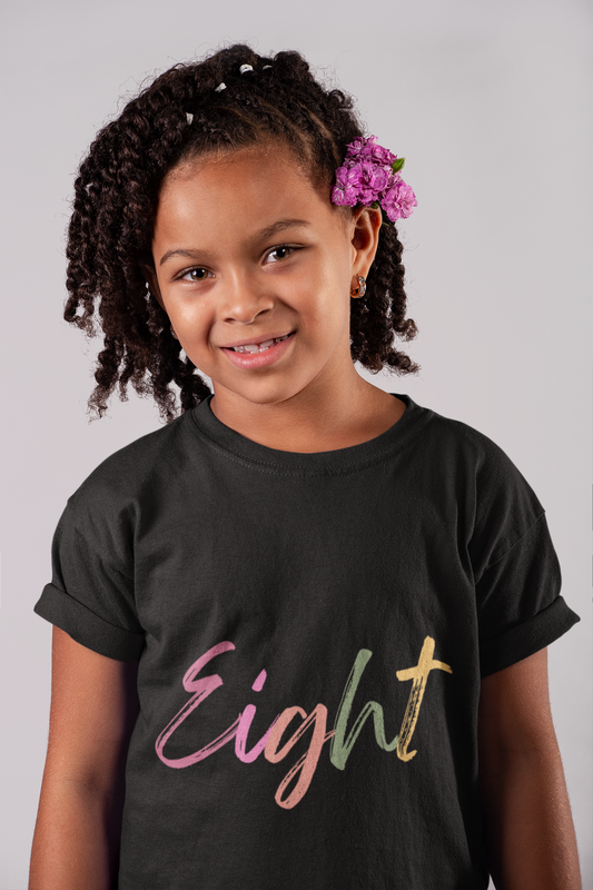 Long Sleeve Age Tee Shirt For 8-year-old Unisex Kids
