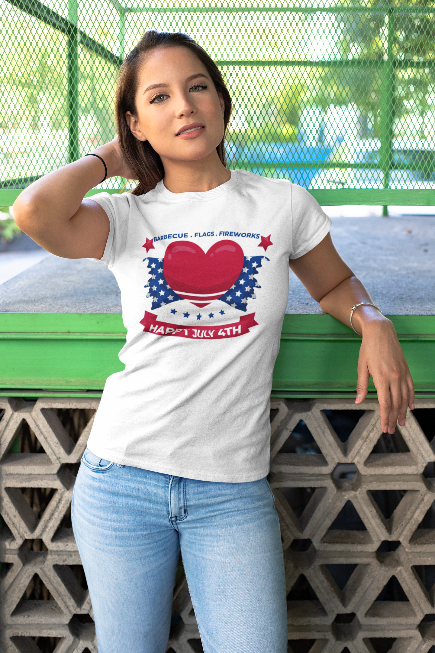 Barbecue Flags Fireworks Happy July 4th Youth Short Sleeve Tee